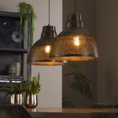Hänglampa 2xØ38 skärm / Brons antik