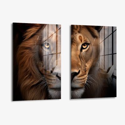 Bundle: "Lion & Lioness Color II" (2x) – Glas