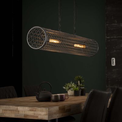 Hänglampa D20cm cylindernät/Skiffergrå